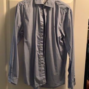 Lacoste dress shirt in light blue window-pane pattern, size 40